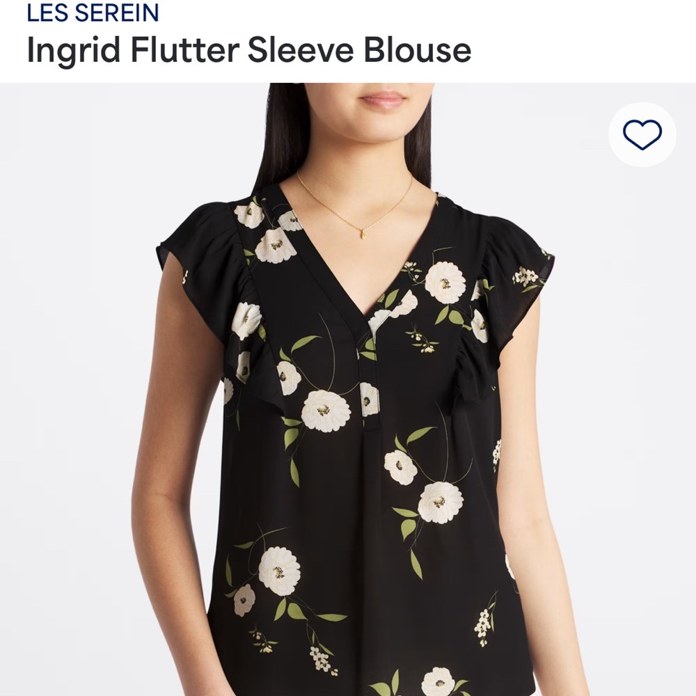 Black Floral Flutter Sleeve Blouse